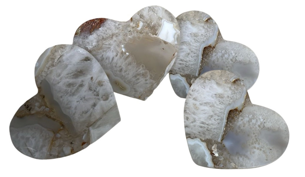 White Agate Heart Coaster S/4